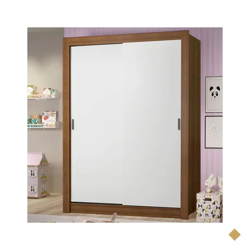 Guarda-Roupa Infantil Madesa Theo 2 Portas de Correr 4 Gavetas - Rustic e Branco