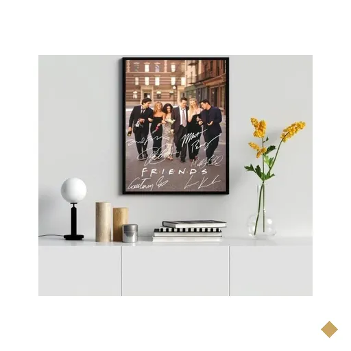 Quadro Decorativo Friends Assinaturas Atores 33x24cm - com Vidro:madeira Branca