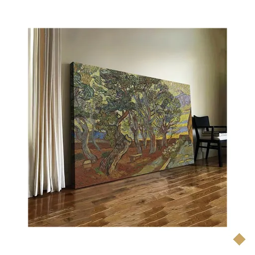 Quadro Decorativo Van Gogh Jardim Do Asilo:90x60 cm/BRANCA