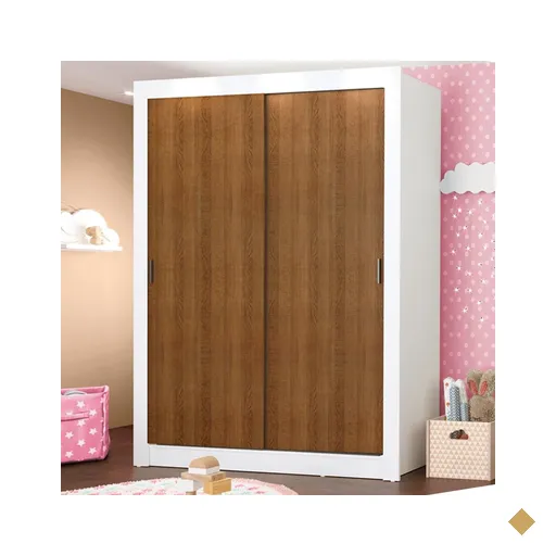 Guarda-Roupa Infantil Madesa Enzo 2 Portas de Correr - Branco e Rustic