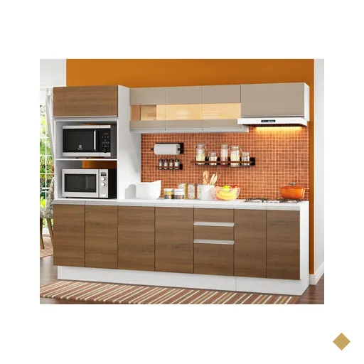 Cozinha Completa 100% MDF Madesa Smart 250 cm Modulada Com Balcão e Tampo