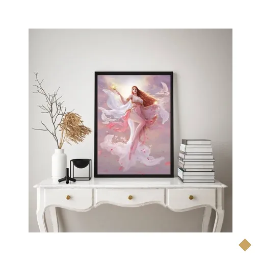Quadro Decorativo Afrodite- Deusa da Beleza 24x18cm - com Vidro:madeira Branca