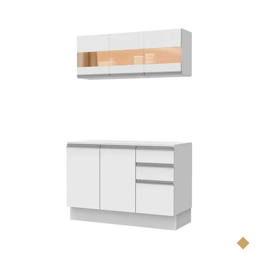 Cozinha Compacta 100% MDF Madesa Smart 120 cm Modulada Com Balcão e Tampo