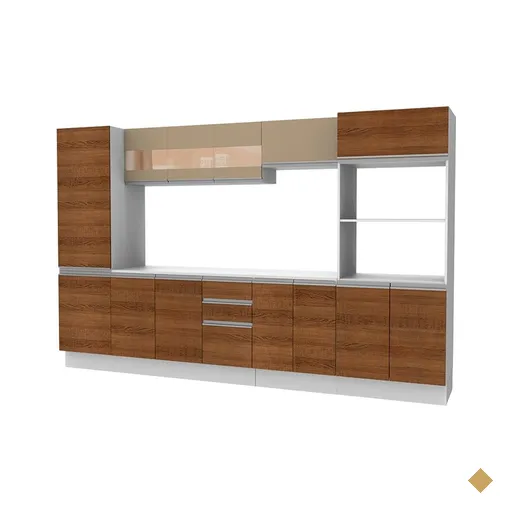 Cozinha Completa 100% MDF Madesa Smart 300 cm Modulada Com Armário, Balcão e…