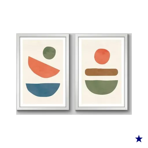 Conjunto de 2 Quadros Geometria e Cores P492 - 2 Quadros 60x40cm - Moldura…