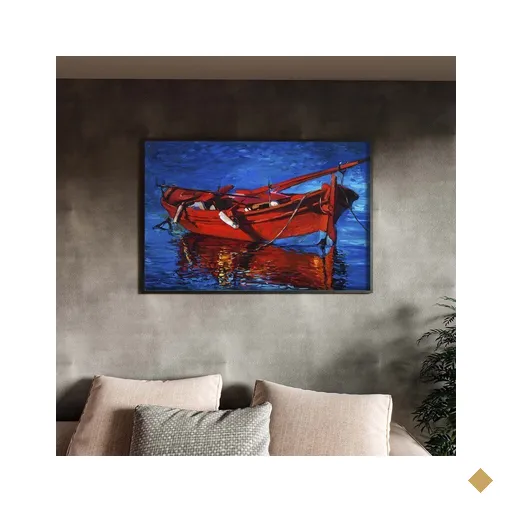 Quadro Decorativo Tela Canvas Conceito Red Boat com Moldura Preto - 180x135 Cm