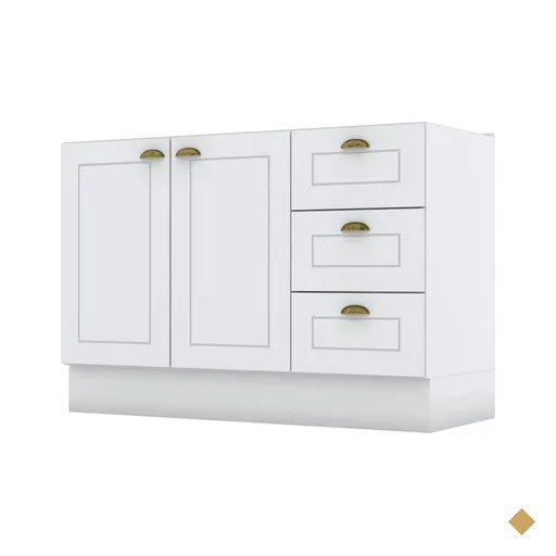 Balcão 2 Portas Clássico Americana 120 cm sem Tampo Henn C353-05 - Branco