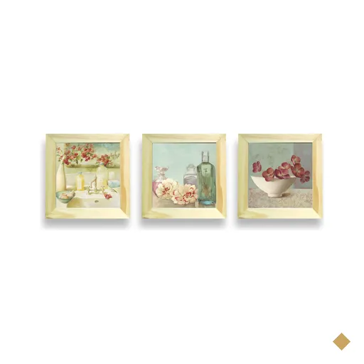 Quadro Decorativo Banheiro Toalete Lavabo Orquidea Kit 3:Natural