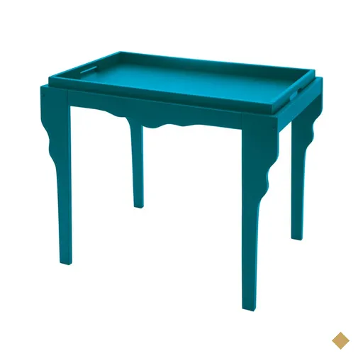 Mesa de Apoio de Madeira Retrô Tramontina 84 x 49 x 71 cm Turquesa com Bandeja