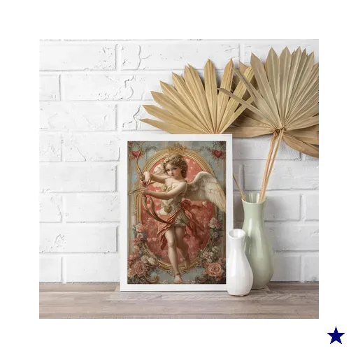 Quadro Arte Sacra Clássica Anjo Cupido 45x34cm:moldura Branca
