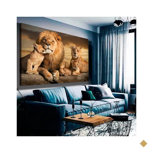 Quadro Família de Leões Africanos:120x80 cm/BORDA INFINITA