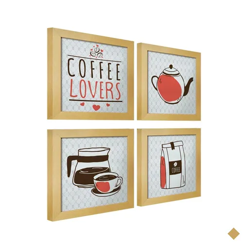 Quadro Decorativo Cozinha Café Padaria Copa 20x20cm Kit 4 un Arte na Arte…