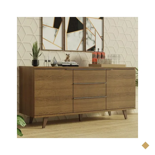Buffet Aparador Madesa 7014 com 3 Gavetas e 2 Portas com Pés