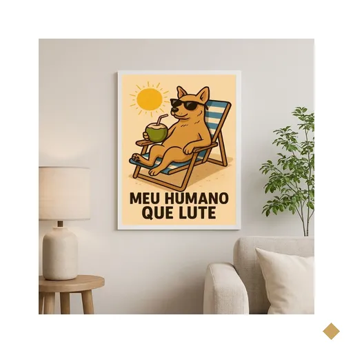 Quadro Cachorro Caramelo Meu Humano que Lute 33x24cm:moldura Preta