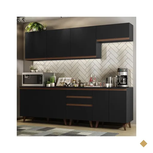 Cozinha Completa Madesa Reims 250001 com Armário e Balcão - Preto
