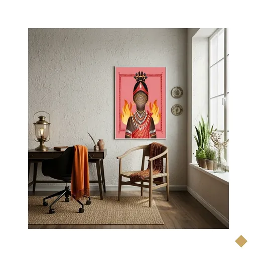 Quadro Decorativo Xangô - Orixá da Justiça e do Fogo-70x50cm:moldura Preta