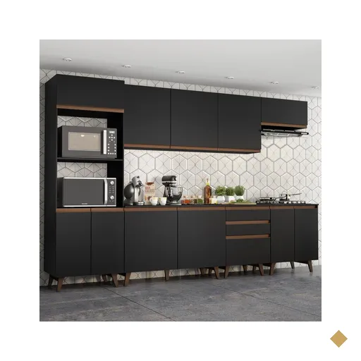 Cozinha Completa Madesa Reims 320002 com Armário e Balcão - Preto