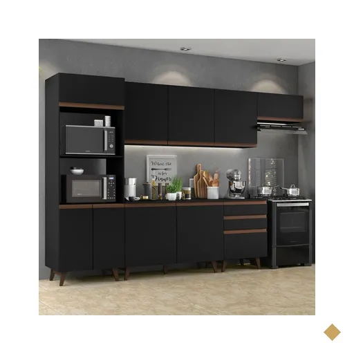 Cozinha Completa Madesa Reims 320001 com Armário e Balcão - Preto
