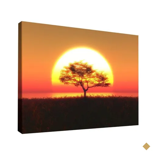 Quadro Decorativo Árvore no Pôr do Sol