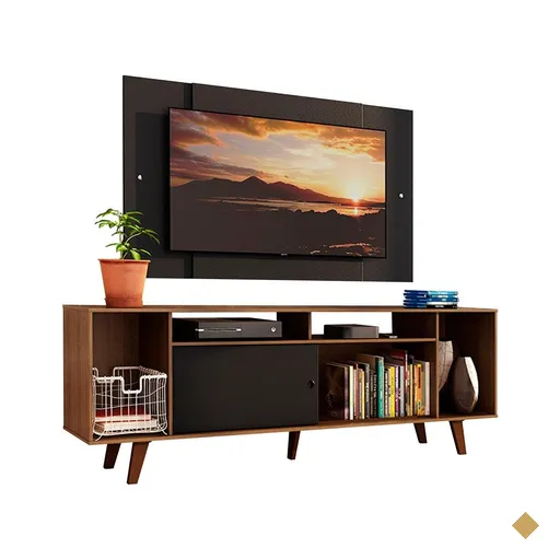 Rack Madesa Cancun e Painel para TV até 58 Polegadas com Pés