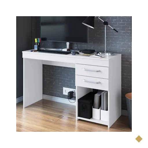 Mesa Para Computador 2 Gavetas Mt102 Branco - Decibal Móveis