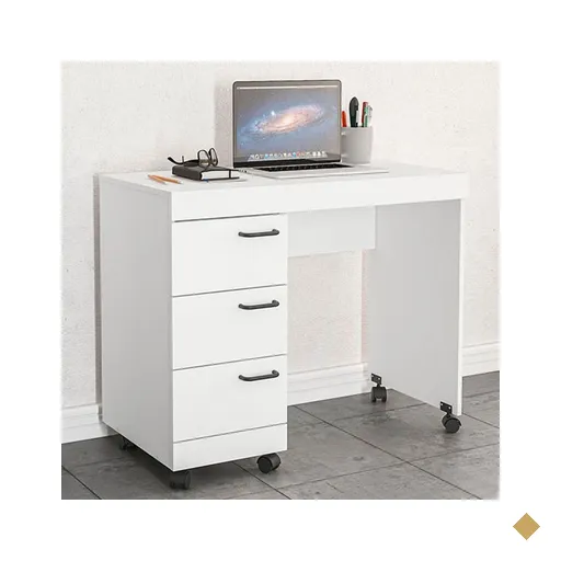 Mesa Para Computador 3 Gavetas Osaka Branco - Politorno