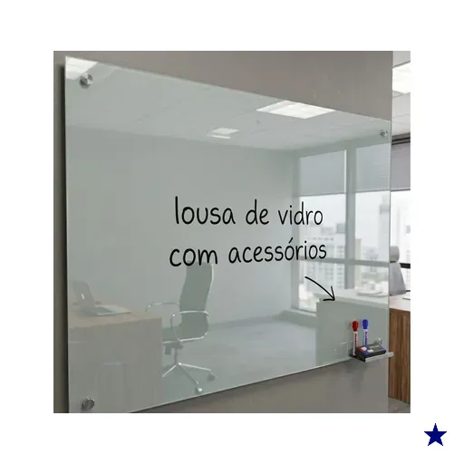 Lousa Quadro Vidro 6mm Escolar Escrita Escrever Branca C/ Suporte Canetas e…