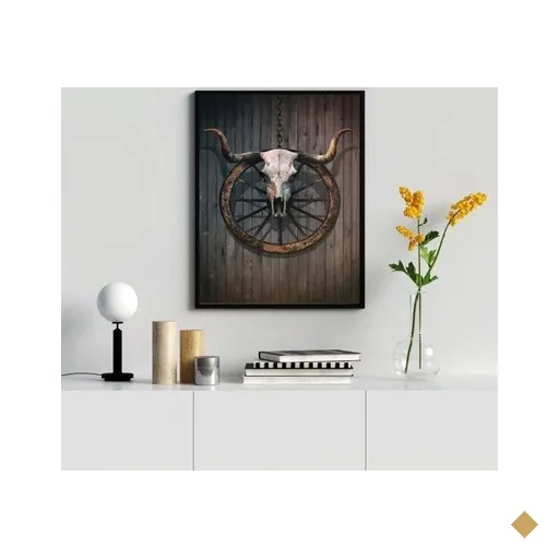 Quadro Decorativo Faroeste- Crânio Boi 45x34cm - com Vidro