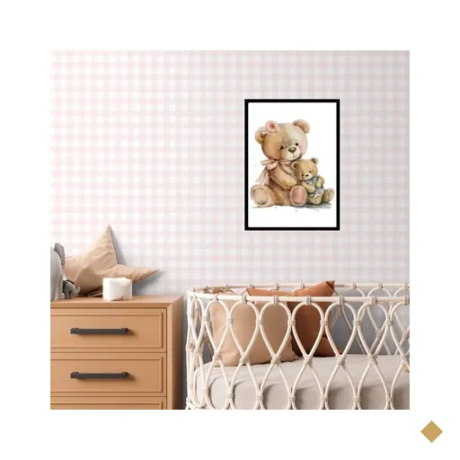 Quadro para Quarto de Bebê Ursinha 33x24cm:madeira Preta