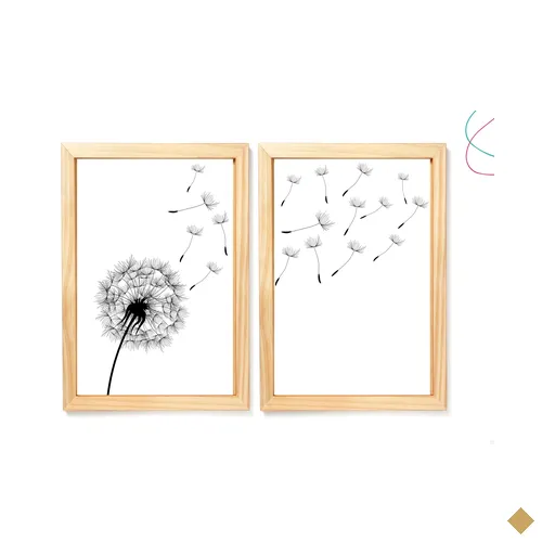 Kit 2 Quadros para Casa - Dente de Leão:pinus