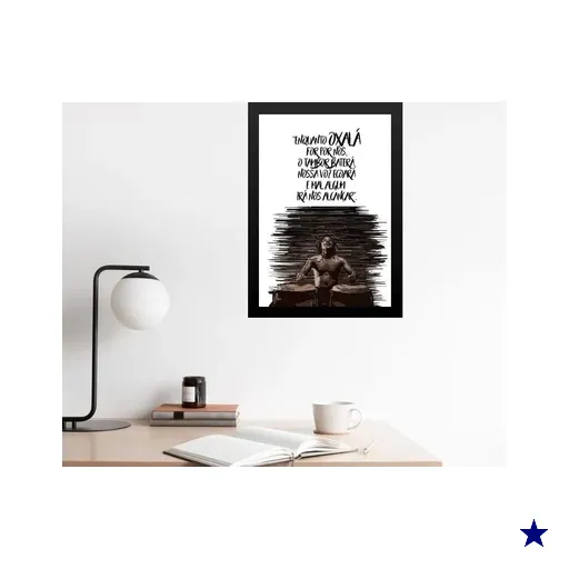 Quadro Candomblé Oxalá É por Nós 33x24cm - com Vidro:madeira Preta