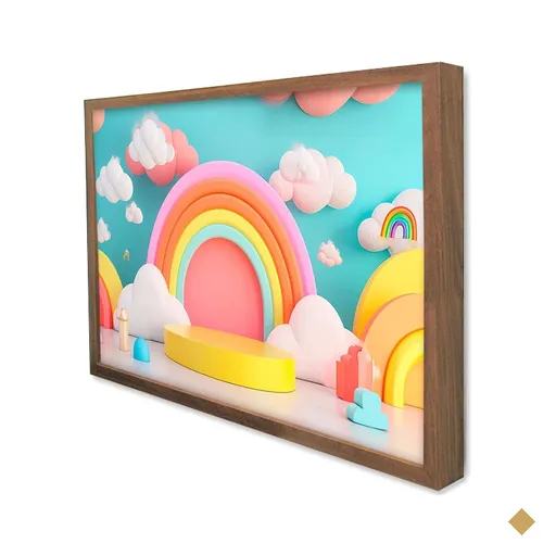 Quadro Decorativo Arco Iris em Moldura Caixa TaColado Moldura Caixa Alta 4,5cm…