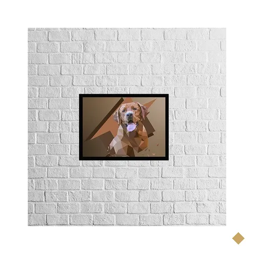 Quadro Fotografia Labrador 33x24cm - com vidro:Madeira preta