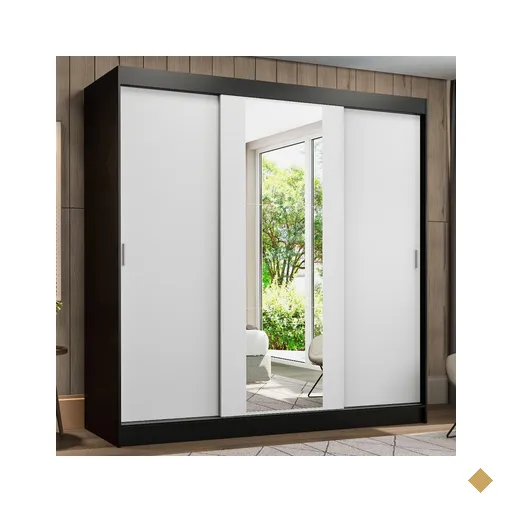Guarda-Roupa Casal Madesa Reno 3 Portas de Correr com Espelho