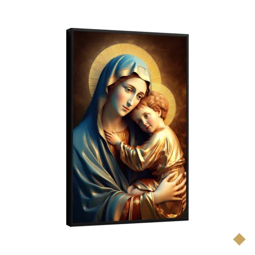 Quadro Decorativo Canvas Premium Filete Jesus Cristo Maria 06 Gg