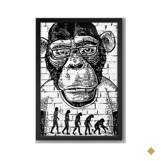 Quadro Animal Darwin Monkey Arts Memphis 90x60cm Papel Fotográfico Sem Moldura