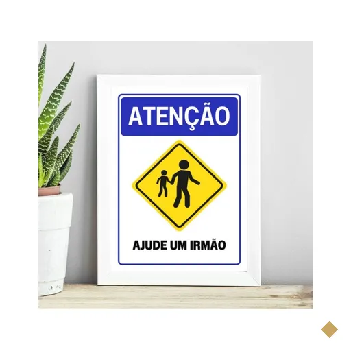 Quadro Atenção - Ajude Um Irmão 33x24cm:madeira Branca