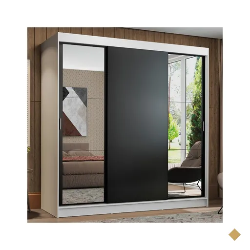 Guarda-Roupa Casal Madesa Reno 3 Portas de Correr com Espelhos em duas Portas