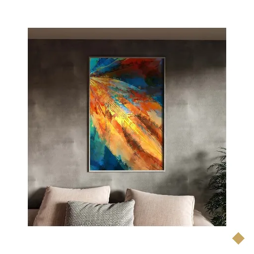Quadro Decorativo Tela Canvas Abstrato Expressive Summer com Moldura Prata -…