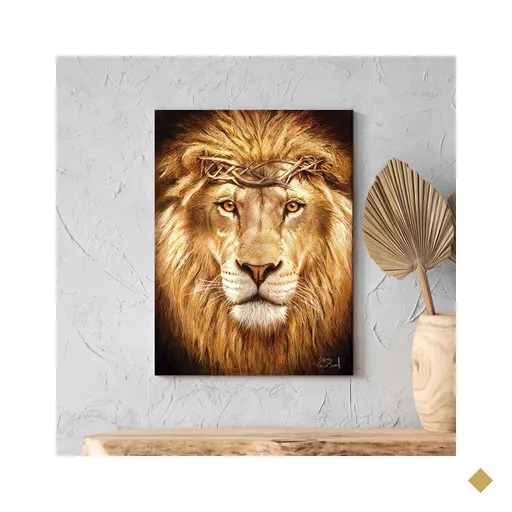 Quadro Decorativo Animais Leão de Judá - 90x60 Cm
