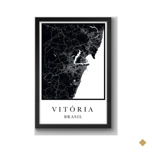 Quadro Mapa Vito?ria - 30x20cm - Moldura Padrão Preto