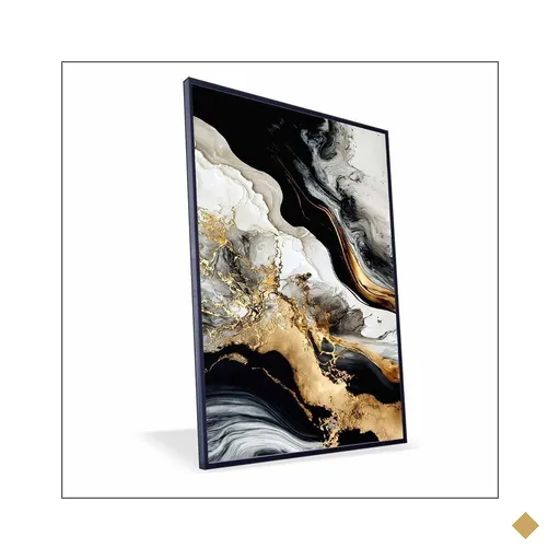Quadro Marmorizado Chique Vinil sem Vidro Tamanho-moldura 70x50 Caixa Cor Preta