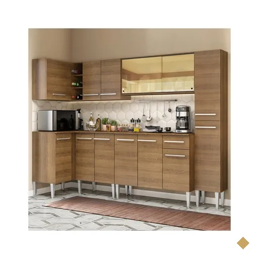 Cozinha Completa de Canto Madesa Emilly Wave com Armário Vidro Reflex, Balcão…
