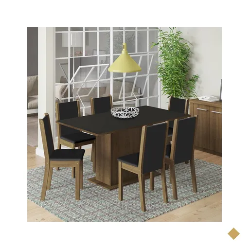 Conjunto Sala de Jantar Madesa Ohana Mesa Tampo de Madeira com 6 Cadeiras -…