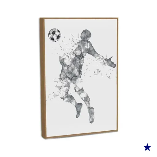 Quadro Decorativo Football Minimalista com Moldura Filete