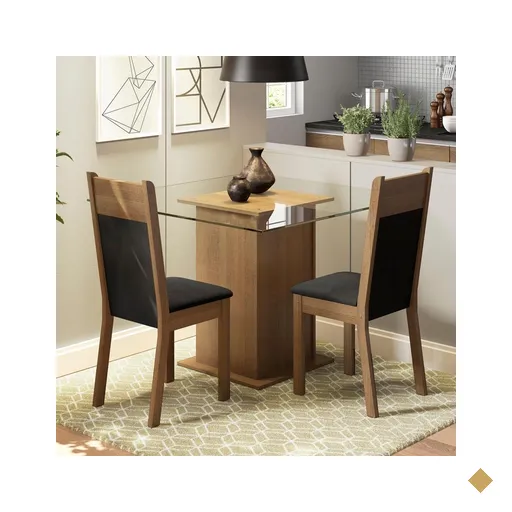 Conjunto Sala de Jantar Madesa Moni Mesa Tampo de Vidro com 2 Cadeiras -…