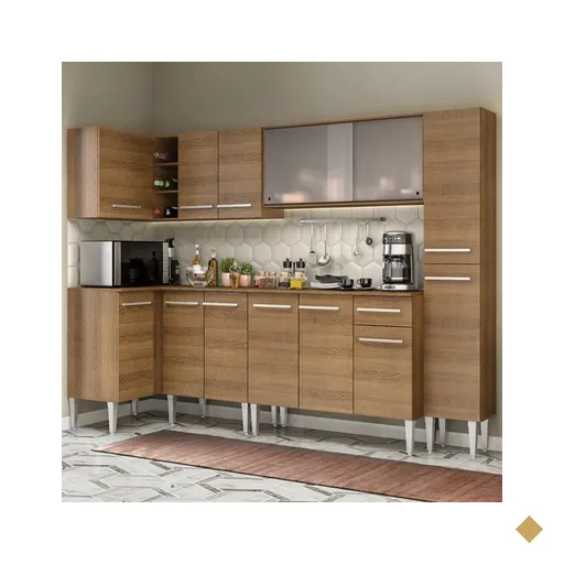 Cozinha Completa de Canto Madesa Emilly Space com Armário Vidro Miniboreal…