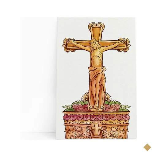Quadro Desenho Jesus Cristo Crucificado Canvas 140x90cm
