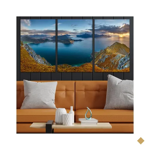 Conjunto de 3 Telas Decorativas em Tecido Canvas Colina Noruega Impressão UV…