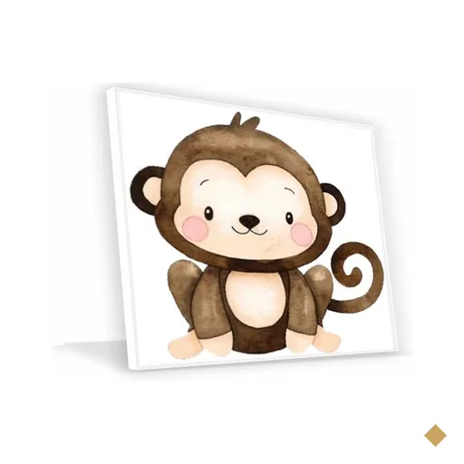 Quadro Macaquinho Canvas sem Vidro Tamanho/moldura 60x40 Baixa Cor Branca